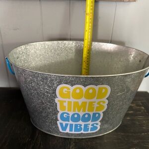 Metallic Bucket with Good Times Good Vibes Print